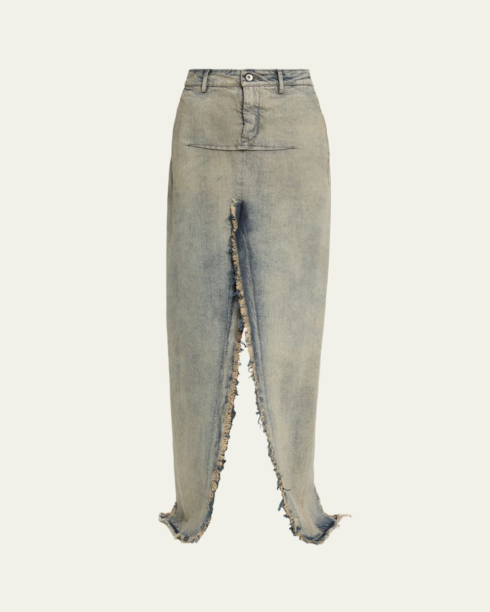 Split Denim Maxi Skirt